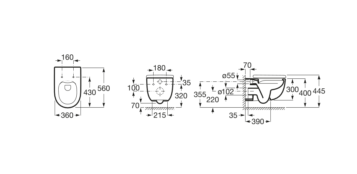 Roca Конзолна тоалетна чиния Meridian Rimless A34624L000/A8012A2004 седалка с плавно затваряне - Image 4