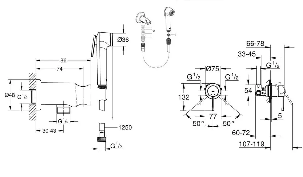 GROHE комплект хигиенен душ за вграждане 27513DL1+29197DL0 BRUSHED WARM SUNSET - Image 2
