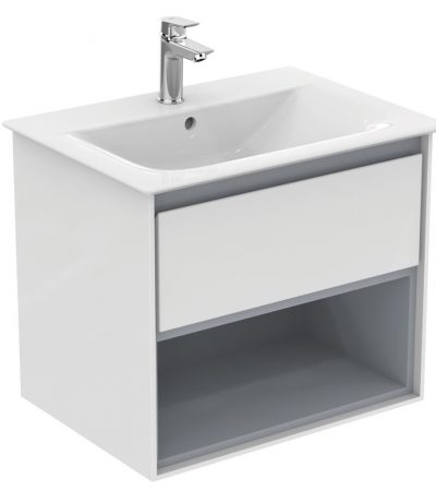 Шкаф за баня с мивка и сифон Connect Air 64 см