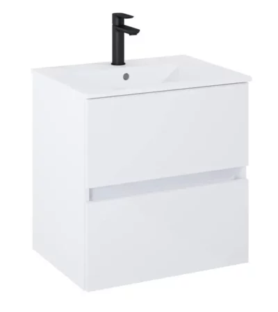 Шкаф Unik N-Cube, 550 x 430 x 565 mm, базов модул с 2 чекмеджета и умивалник, бял гланц ROCA N-Cube A852503806