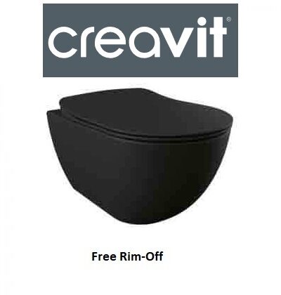 Конзолна тоал. чиния Free FREE Rim-Off черен мат и седалка/капак с плавно затваряне