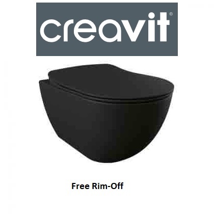 Конзолна тоал. чиния Free FREE Rim-Off черен мат и седалка/капак с плавно затваряне