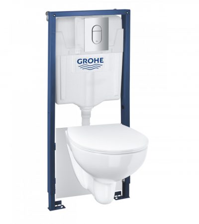 GROHE Комплект 5в1 Solido 39902000 /Структура за вграждане Grohe, т.чиния Bau Ceramic Rimless, седалка Slim - Онлайн промоция