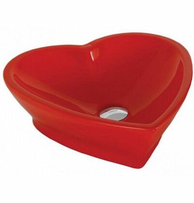 Червена мивка за баня