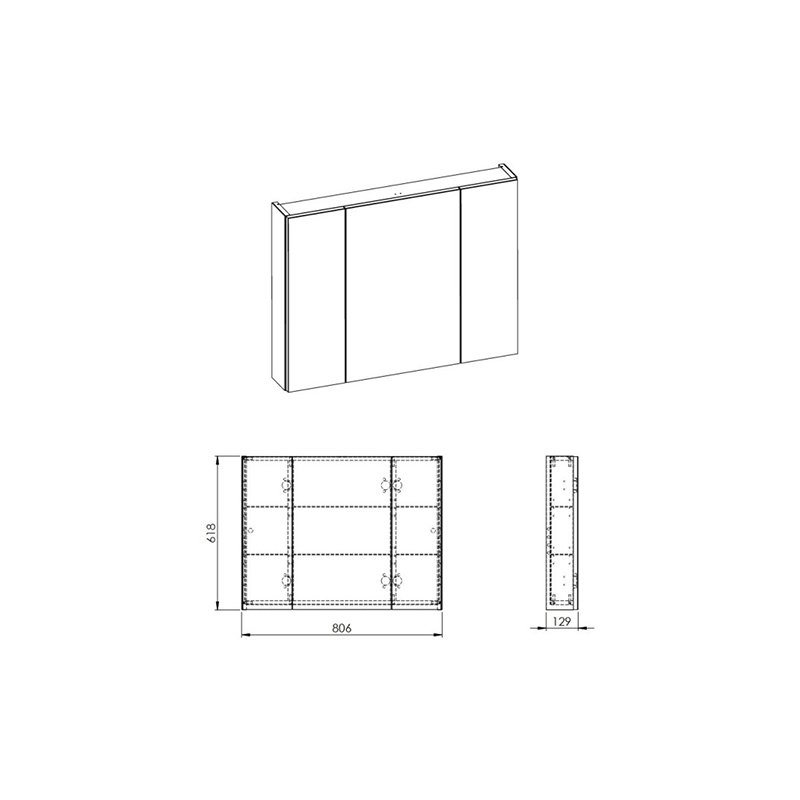 ROCA Victoria горен шкаф с огледални врати и осветление A851919307, 80 см/A851920307, 60 см - Image 6