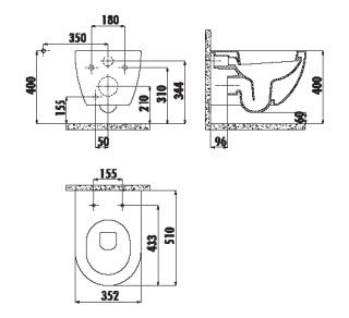 Конзолна тоал. чиния Free FREE Rim-Off черен мат и седалка/капак с плавно затваряне - Image 2