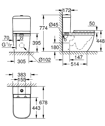 GROHE Моноблок Euro Ceramic със седалка/капак със забавено падане 39338000+39333000+39330001 - Онлайн промоция - Image 3