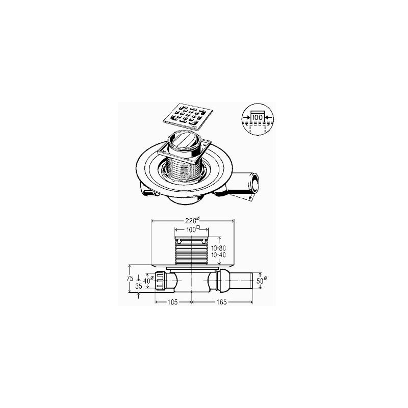 Advantix Viega Подов сифон за баня със странично оттичане с клапа 583217 - Image 2