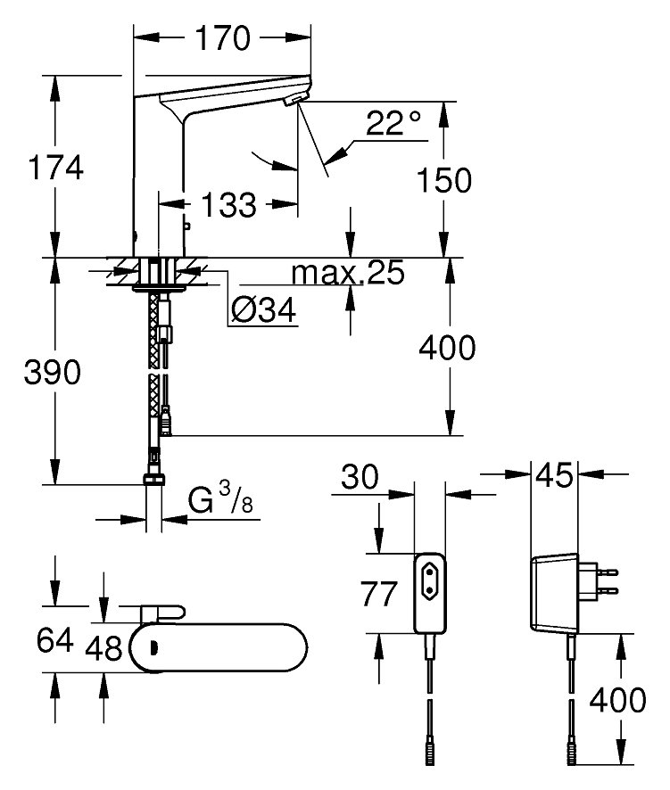 GROHE Eurosmart Cosmopolitan 230 V Смесител инфрачервен 36421000 -Онлайн промоция - Image 3