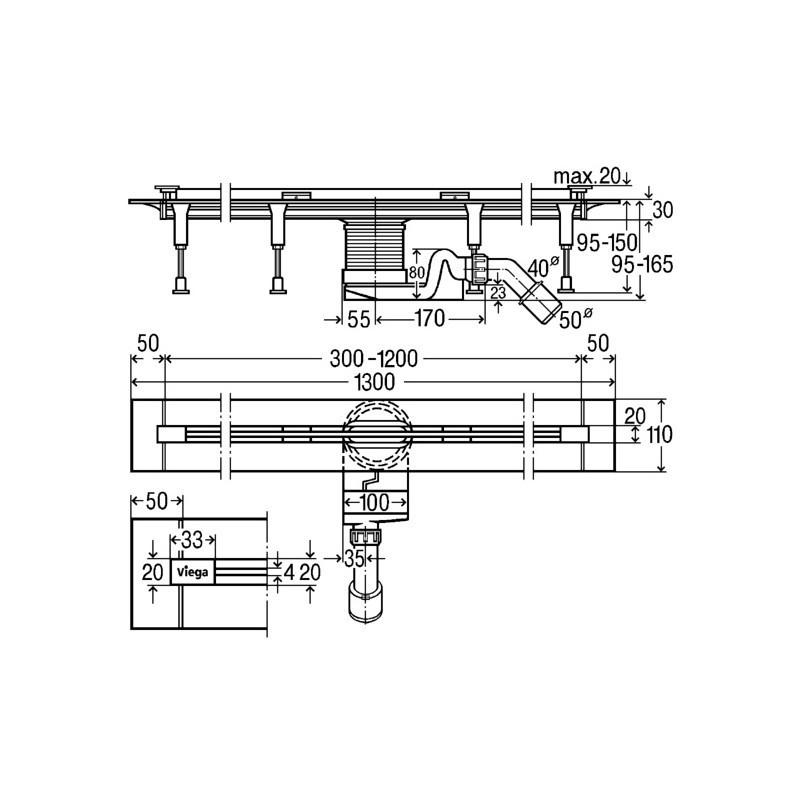 Линеен сифон за баня Viega Advantix Vario с решетка мат 721671/686284- Промоция - Image 2