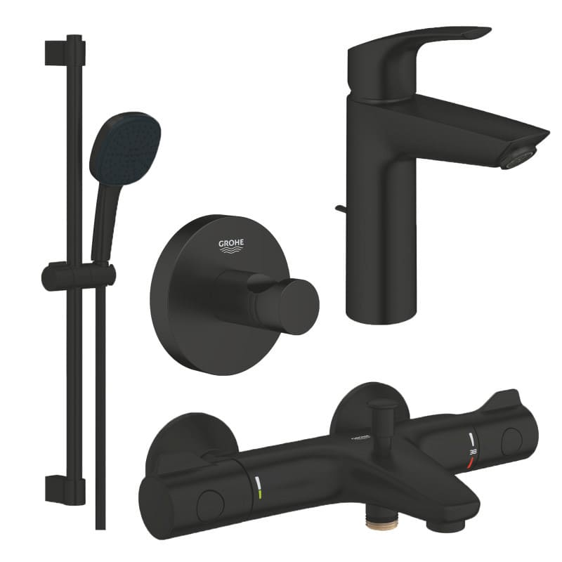 GROHE Eurosmart Комплектсмесители за умивалник и за душ/вана, закачалка, тръбно окачване и ръчен душ 233222433+333002433+261622433+1024602430