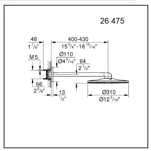 GROHE Комплект душ пита Rainshower SmartActive 310 – NEW colour Brushed hard graphite - Image 2