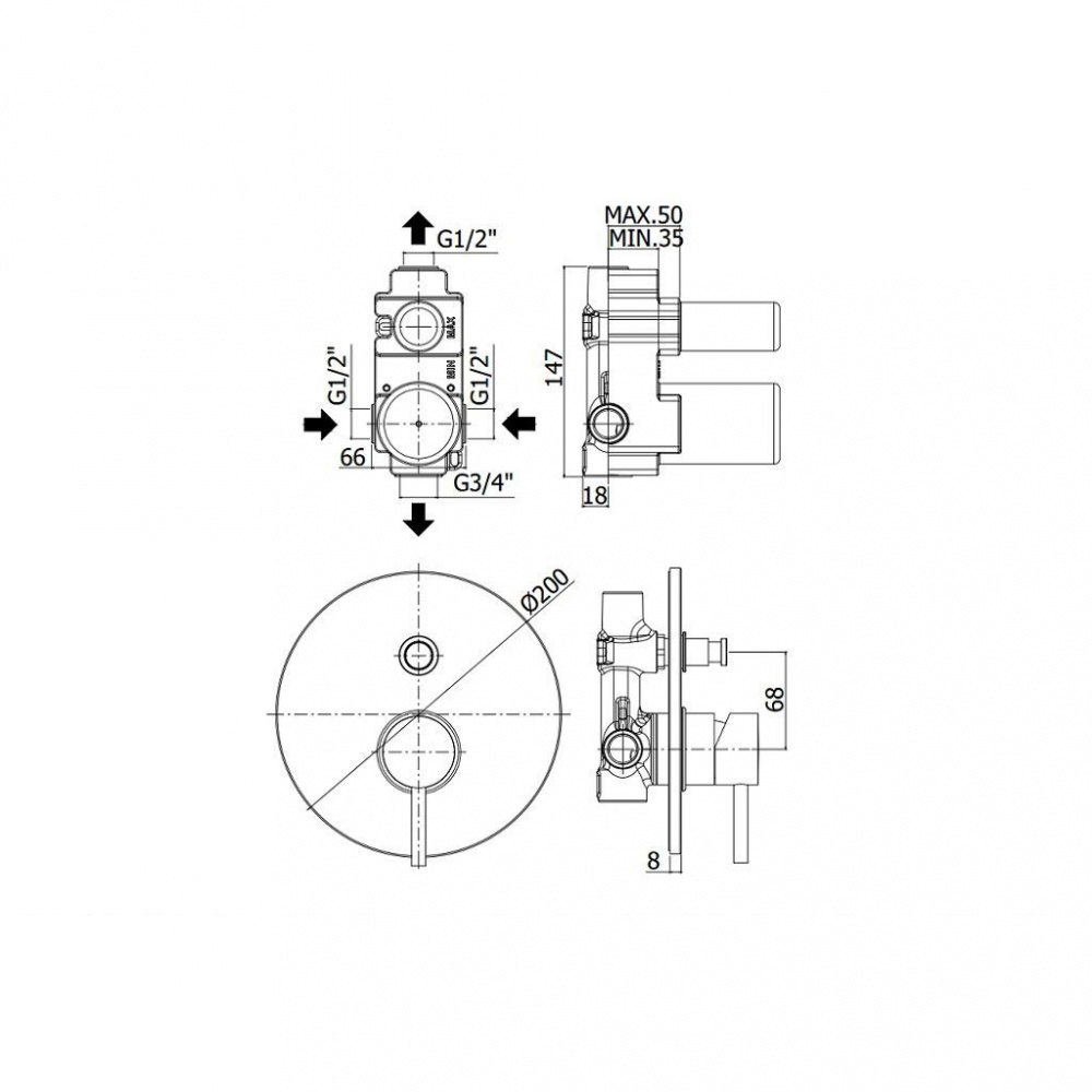 Душ система за вграждане Light, Paffoni, черен - Онлайн промоция - Image 5