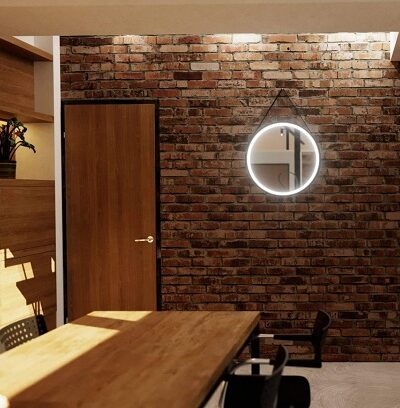 Кръгло LED огледало Ø60 см с черна стоманена рамка