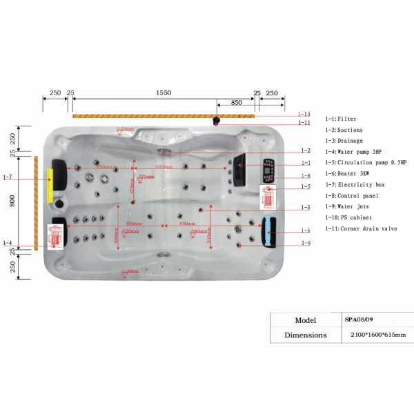 Външно джакузи "MODENA" - двуместно - Image 12