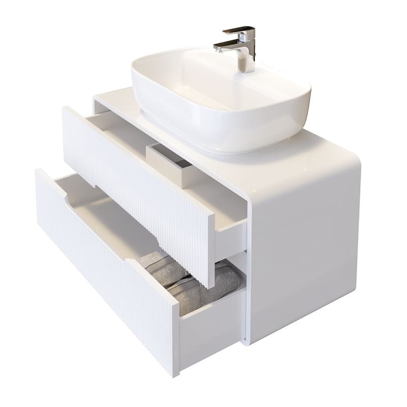 луксозен бял шкаф за баня от PVC , водо и влагоустойчив