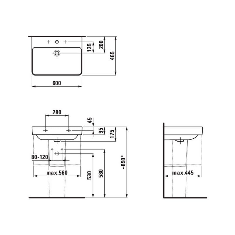 Laufen Pro S 60 см мивка за баня - Image 4