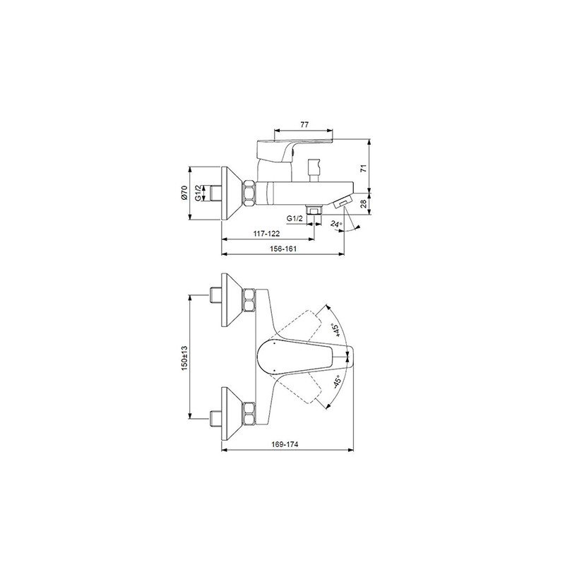 Промо комплект Elsa 3 в 1 IDEAL STANDARD - смесител за вана/душ+тръбно окачване+смесител за мивка BC264AA - Image 6