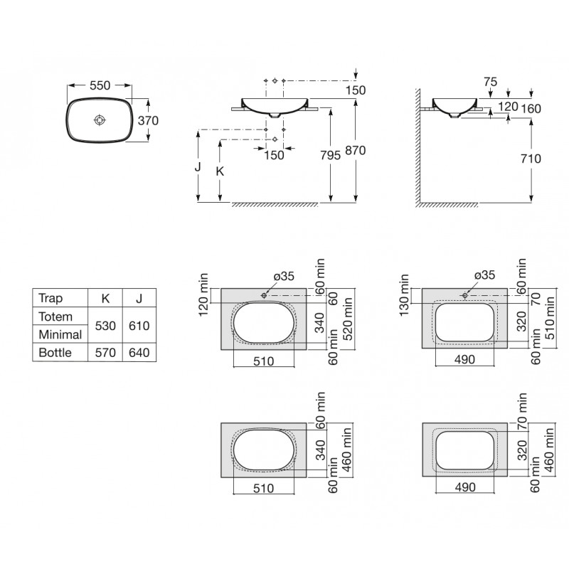 ROCA Inspira Soft Мивка за полувграждане 55 x 37 A327504000 – Онлайн промоция - Image 3
