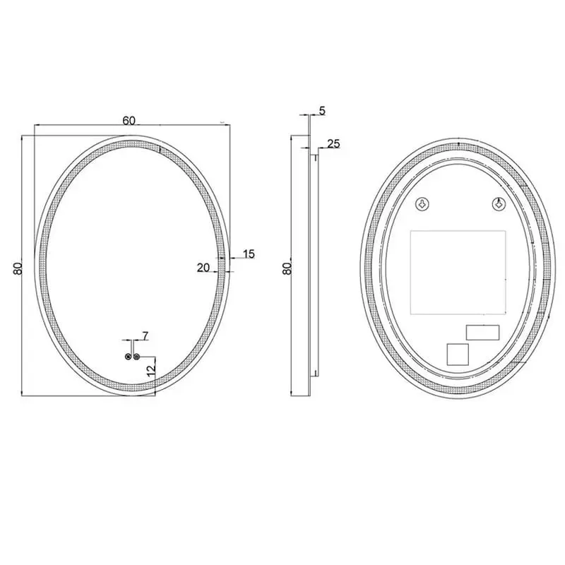 ROMEO овално огледало с LED осветление 60×80 - Image 2