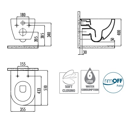 Конзолна тоалетна чиния Free бял МАТ и капак/седалка с плавно затваряне - Image 2