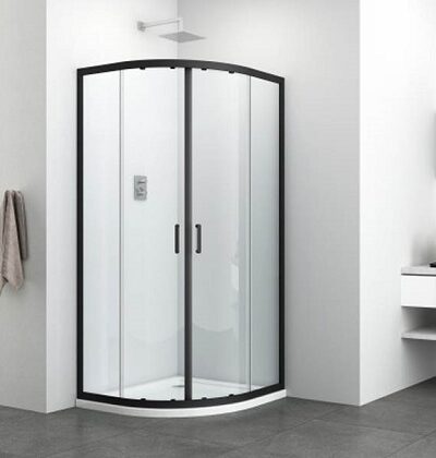 Душ кабина с плъзгащи се врати - овална с черен обков