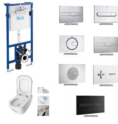ROCA Пакет WC 4 в 1 The Gap SQUARE Rimless, с бутон по избор - Онлайн промоция
