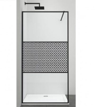 Стационарен параван за баня „ALU NEW BLACK“ с частично рисувано стъкло 115*195