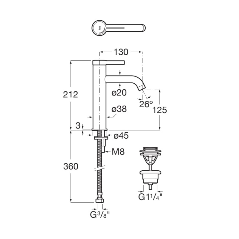 ROCA ONA смесител за умивалник с клик-клак A5A3C9ERG0 - Онлайн промоция - Image 3