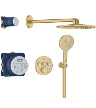 Промо комплект Grohe 34863GN0 Grohtherm SmartControl Душ система за вграждане с термостатен смесител, злато мат