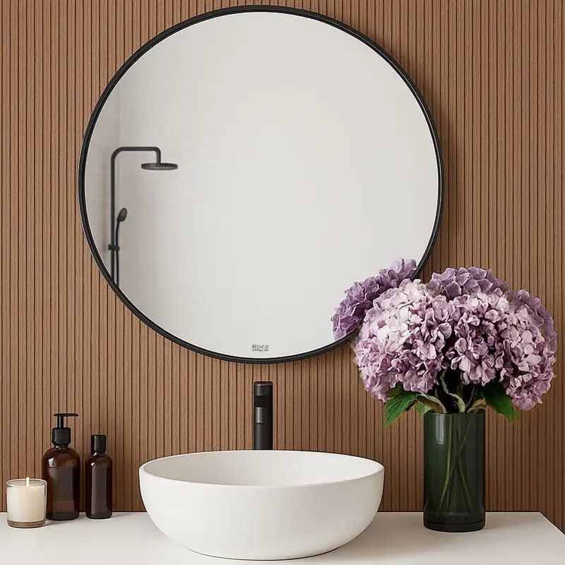 ROCA LUNA кръгло огледало с черна рамка 80 см A81242800