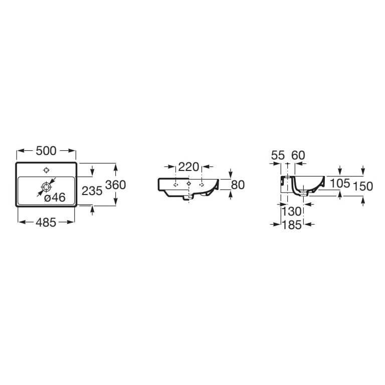 ROCA ONA A32768E000 50*36 компактна мивка за баня - Онлайн промоция - Image 3