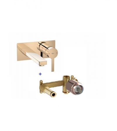 ROCA Naia Комплект смесител за вграждане за умивалник с тяло за вграждане, розово злато, A5A3596RG0+A5252206RG