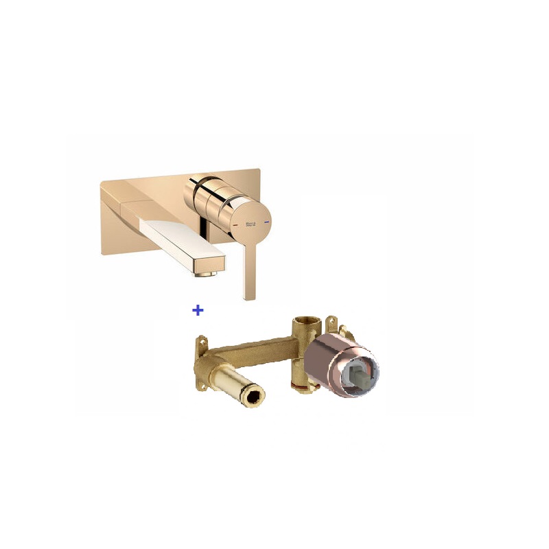 ROCA Naia Комплект смесител за вграждане за умивалник с тяло за вграждане, розово злато, A5A3596RG0+A5252206RG