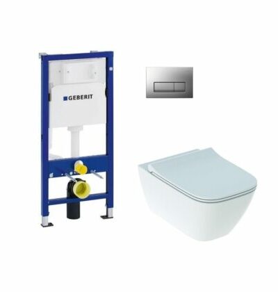 Geberit Duofix Delta 50 хром Структура за вграждане окачена тоалетна чиния Smyle - ПРОМО ПАКЕТ