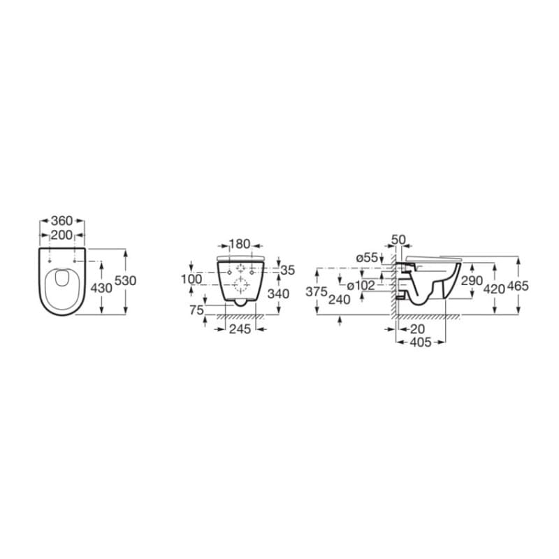 GROHE Структура RAPID SL 38528001 с активатор EVEN 38732KF0 черен мат и т. чиния Ona Rimless черна ROCA A346687080+A801E12081 с капак - Image 5