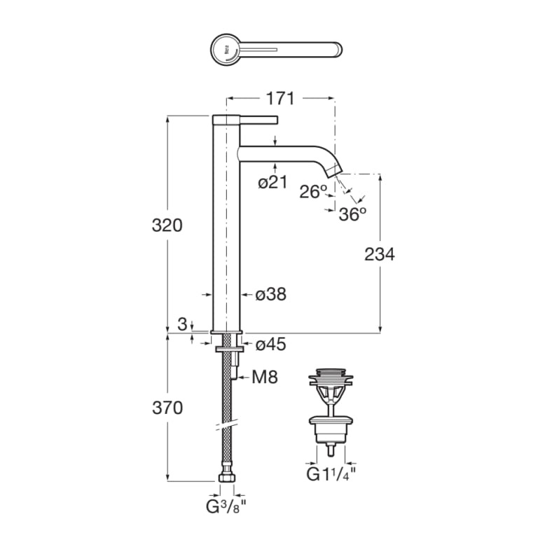 ROCA Смесител за умивалник с клик-клак сифон ONA розово злато A5A349ERG0 - Онлайн промоция - Image 2