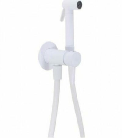 Хигиенен душ за вграждане комплект. Код: ZDUP110BO Смесителят е изработен от месинг с бял мат покритие и е окомплектован с керамична глава и закачалка за ръчен душ.