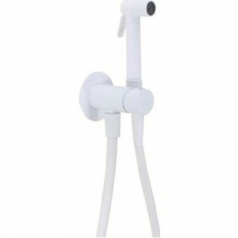 Хигиенен душ за вграждане комплект. Код: ZDUP110BO Смесителят е изработен от месинг с бял мат покритие и е окомплектован с керамична глава и закачалка за ръчен душ.