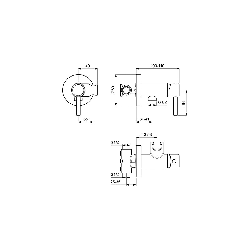 Ideal Standard IdealSpray Комплект хигиенен душ за вграждане BD130AA - Онлайн промоция - Image 3
