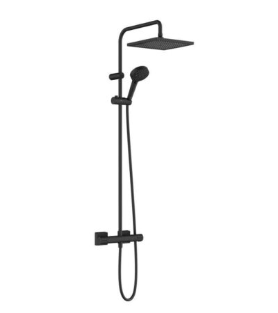 Hansgrohe 26427670 Vernis Shape 240 Душ колона с термостатен смесител, черен мат Стилна душ система с термостатен смесител за баня Hansgrohe 26427670 от серия Vernis Shape.
