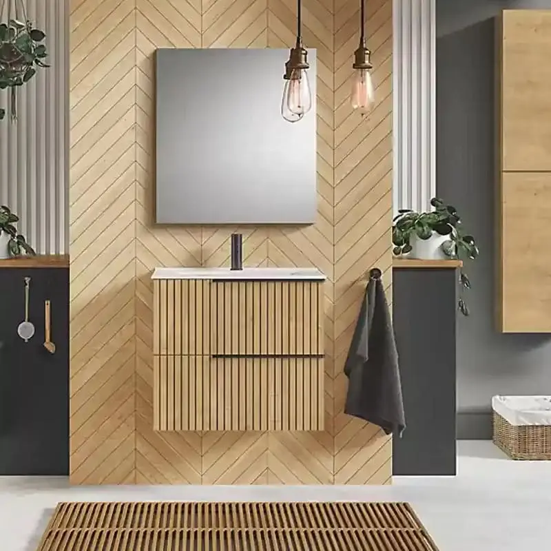 Elegant Plus 60 см Дървесен шкаф за баня light oak structure с 2 чекмеджета с умивалник A852018574 ROCA – релефен