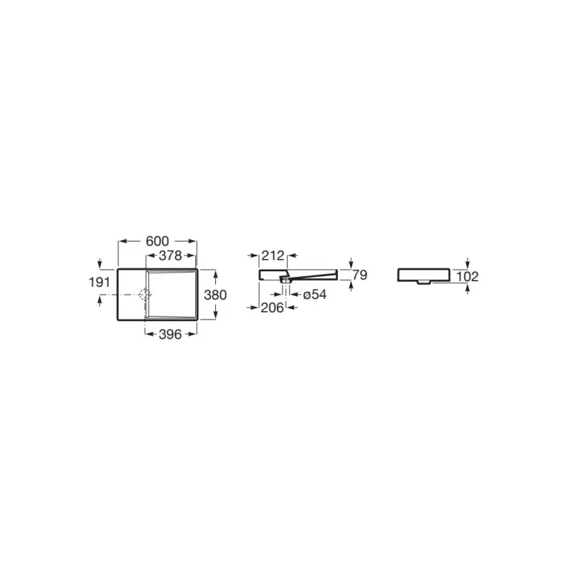 ROCA Horizon-Dash A32727900B 60x38x8 мивка за баня - Image 3