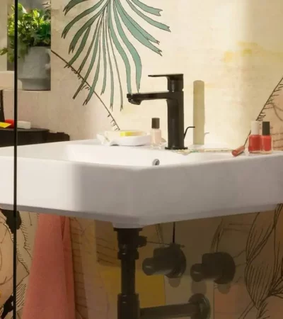 72519670 черен мат Смесител за умивалник с pop-up витло за сифон REBRIS S ComfortZone 110 Hansgrohe