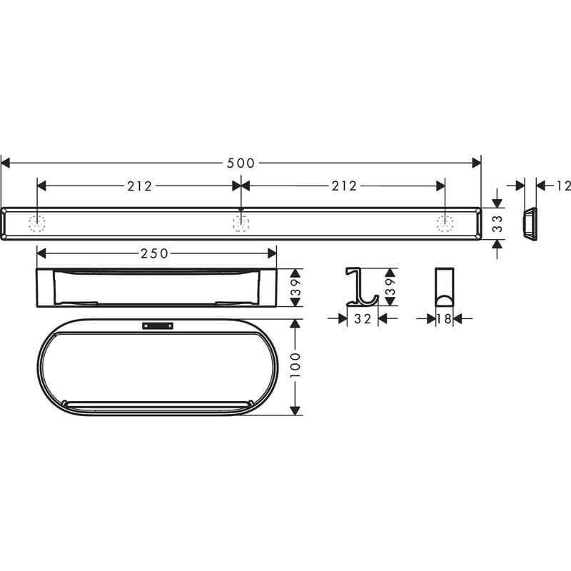 Комплект аксесоари за душ черен мат HANSGROHE WallStoris 27967670