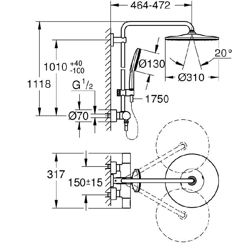 GROHE Rainshower SmartActive 310 Душ система с термостат 22119KF0 - Онлайн промоция - Image 4