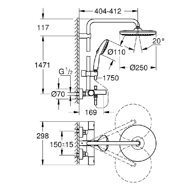 GROHE Душ система Tempesta 250 с термостат и чучур 266722431-Онлайн промоция - Image 3