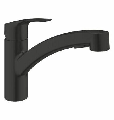 Код: 303052431 Цвят: Черен мат Издърпващ се двоен контрол на пръскането - превключва между нормален поток и пръскане Превключвател: ламинарен спрей/SpeedClean душ струя Автоматично връщане към ламинарен спрей GROHE