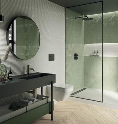 Зелени декоративни плочки за баня и кухня с малки квадратни размери