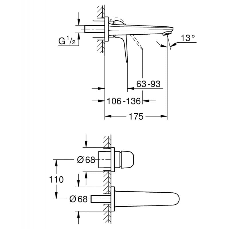 GROHE Euroeco Стенен смесител с тяло за вграждане М-размер 24274001 - ОНЛАЙН промоция - Image 4